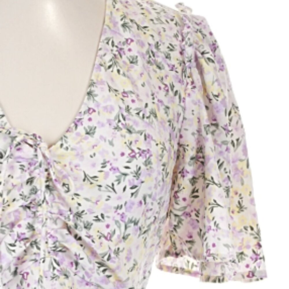 Vero Moda women's "Jeyne" Lavender/Yellow Floral Print Dress On White - Size XS - Picture 2 of 10